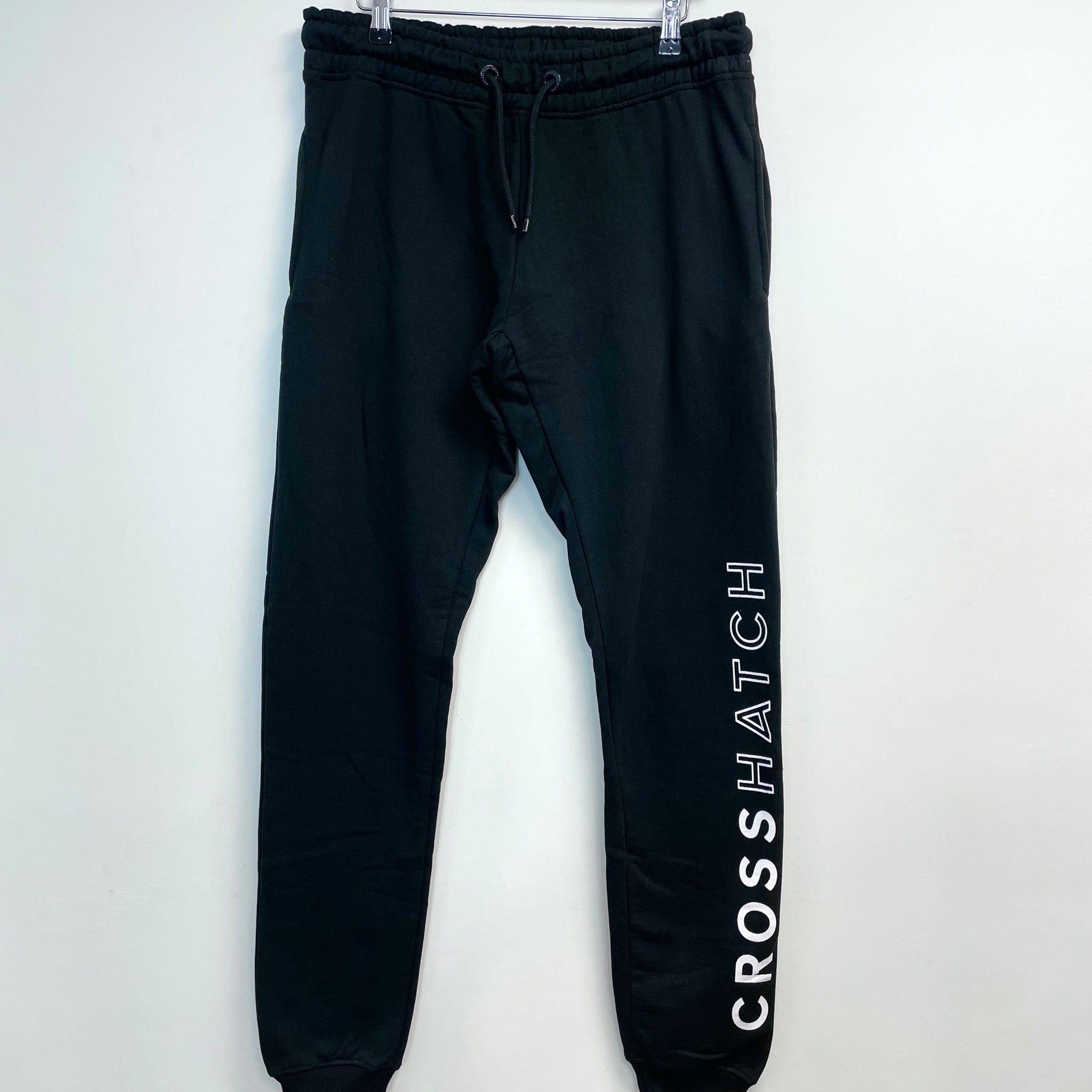 Crosshatch Mens Printed Logo Joggers Black