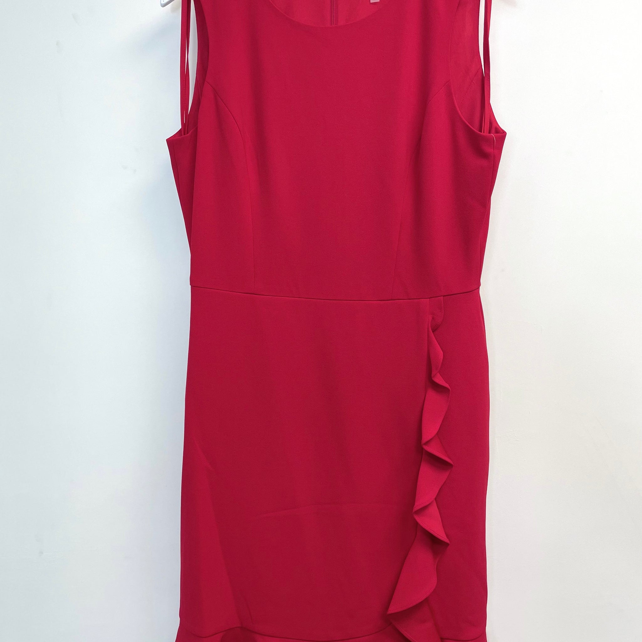 Nine West Women's Crimson Sleeveless Jewel Neck Crepe Dress Red