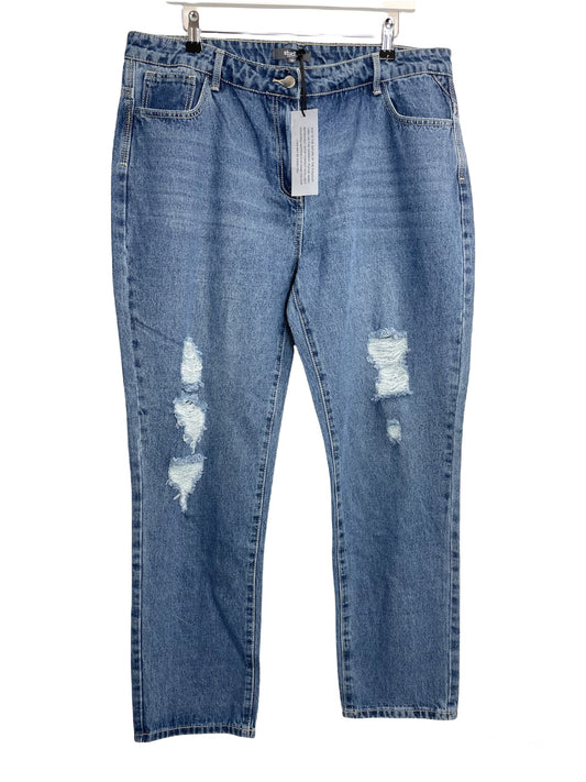 Womens Mid Wash Boyfriend Denim Jeans Blue