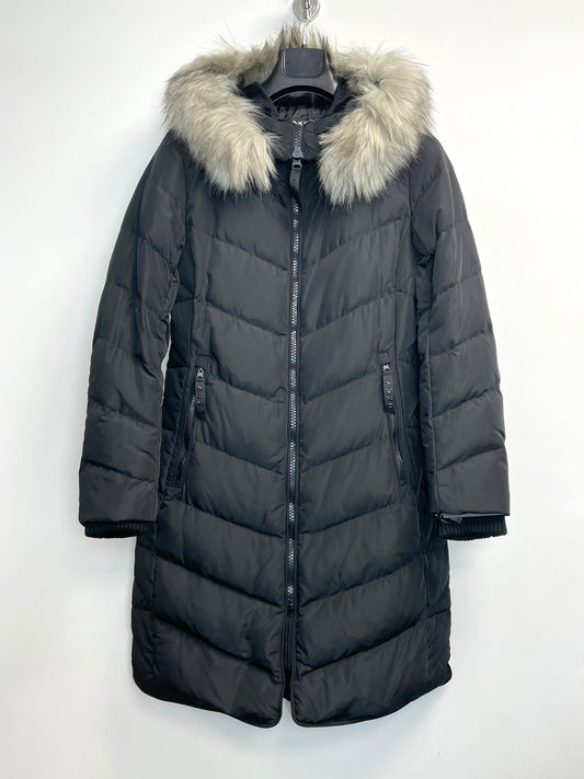 DKNY Women’s faux fur Eddie Bauer Lodge Down Coat Black