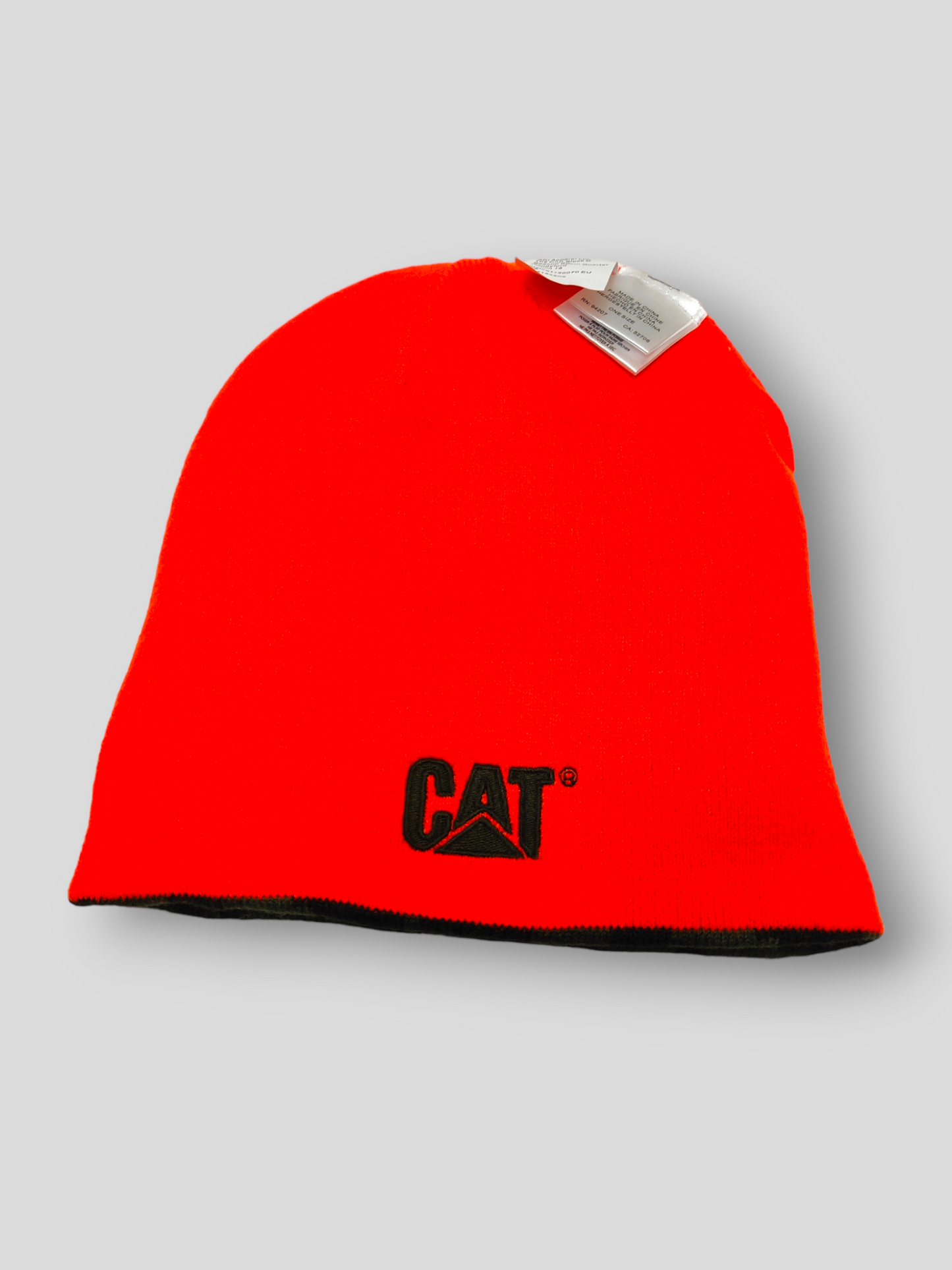 Cat Reversible Logo Beanie Hat Camo Unisex Green/Orange