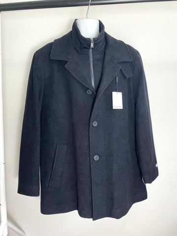 Calvin Klein Men’s Wool Blend Overcoat in Black