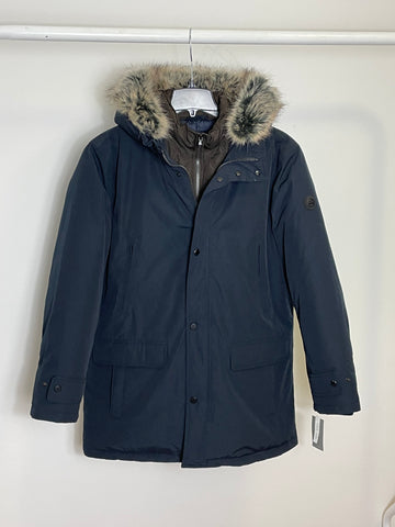 Michael Kors Men’s Faux Fur Parka Coat in Navy