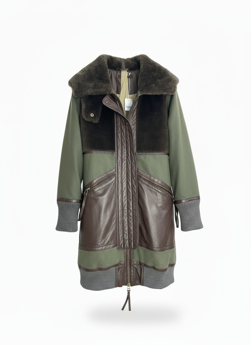 Nicholas K Canvas Shearling Coat Womens