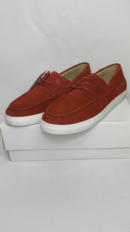 Suede Leather mens Boat Shoes in Red UK 12 / EU 47