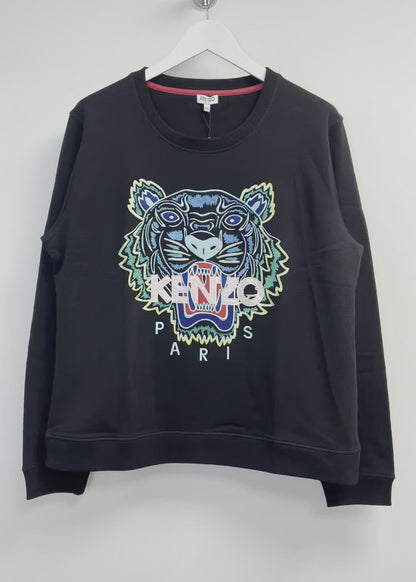 Kenzo Classic Womens Embroidered Tiger Sweatshirt Black