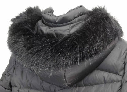 CK Women’s Long Maxi Faux Fur Hood Down Coat Black